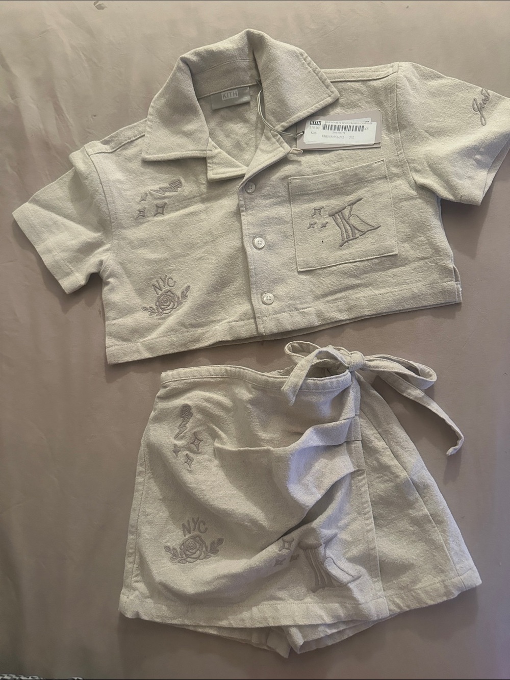 Kith Kids Neutral Beige Embroidered Two-Piece Set